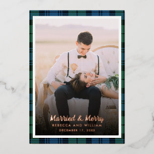 Carte De Vœux En Aluminium Photo Plaid Tartan Christmas marié