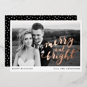 Carte De Vœux En Aluminium Photo Rose Gold Joyeux et Lumineux