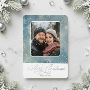 Carte De Vœux En Aluminium Photo Russe Blue Neige hiver Noël