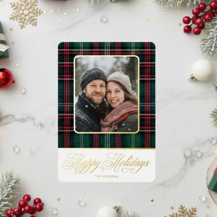 Carte De Vœux En Aluminium Photo Rustique Plaid Noël