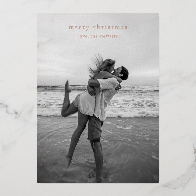 Carte De Vœux En Aluminium Photo simple élégante Noël moderne (Recto)