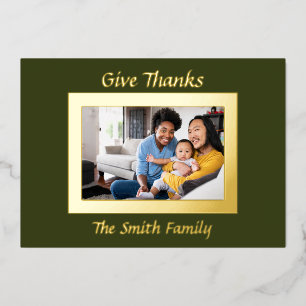 Carte De Vœux En Aluminium Photo Vert et Or Thanksgiving Foil Voiture de vaca