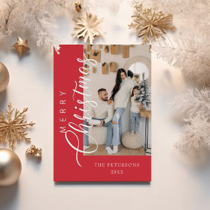 Carte De Vœux En Aluminium Photographie rose vif moderne Salutation de Noël A