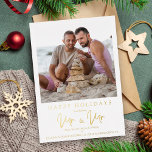 Carte De Vœux En Aluminium Photographie Whimsical MR & MR Gay Mariage de Noël<br><div class="desc">LGTB Gay Whimsical MR & MR Christmas Mariage Photo Metallic Foil Enregistrer la carte de date avec enveloppe. Si vous voulez coordonner le dos, je vous suggère d'utiliser les codes de couleurs suivants : Or #CBB068 - Argent #B3B3B3. AVIS IMPORTANT : Ce design fait partie d'une collection et contient d'autres...</div>