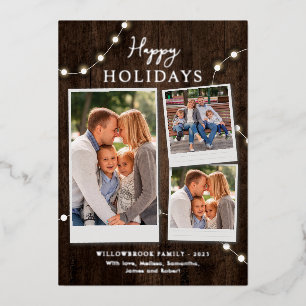 Carte De Vœux En Aluminium Photos de famille de Noël Rustique