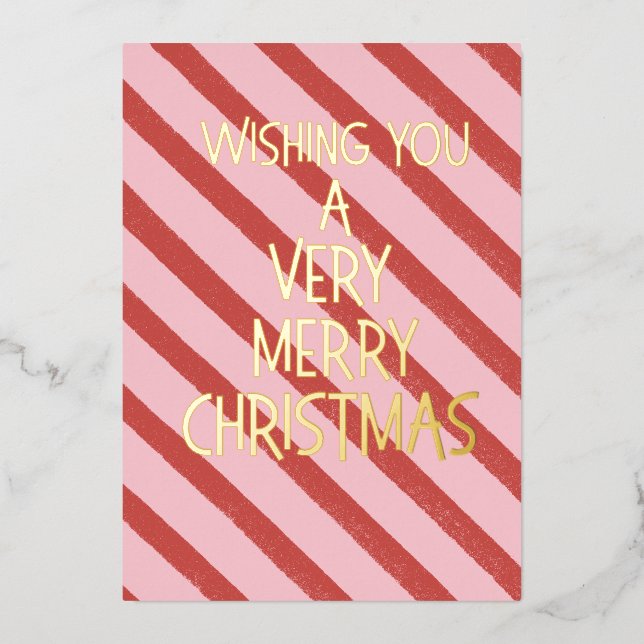 Carte De Vœux En Aluminium Pink and Red Foil Holiday Card (Recto)