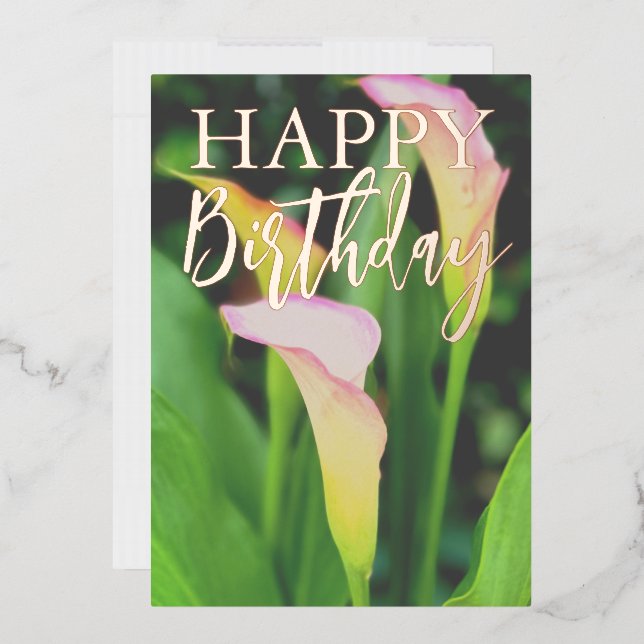 Carte De Vœux En Aluminium Pink Calla Lillies Joyeux anniversaire (Enveloppe)