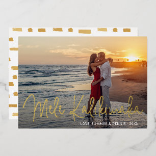Carte De Vœux En Aluminium Plage Mele Kalikimaka Photo Noël Élégant