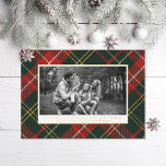 Carte De Vœux En Aluminium Plaid traditionnel rouge et vert<br><div class="desc">Motif de plaid original : rouge et vert festif avec des touches de véritable feuille d'or ; orientation du paysage. Aussi disponible en format portrait</div>