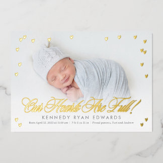 Carte De Vœux En Aluminium Plein Coeur Foil Faire-part de naissance bébé