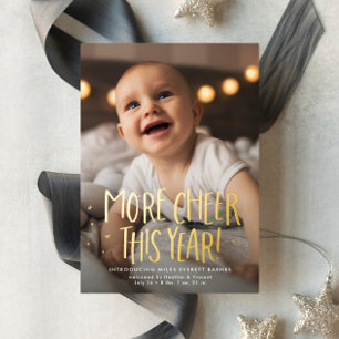 Carte De Vœux En Aluminium Plus de joie cette année mignon deux photo rouge N