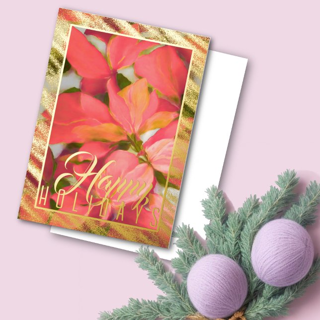 Carte De Vœux En Aluminium Poinsettia rose de Noël aquarelle (Créateur téléchargé)