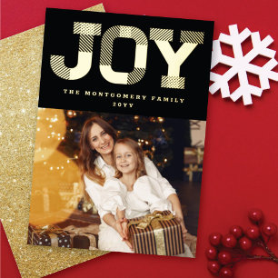 Carte De Vœux En Aluminium Police de bloc élégant Joie photo minimaliste mode