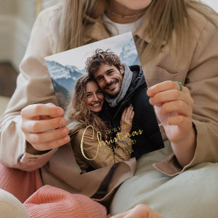 Carte De Vœux En Aluminium Premier Noël Engagé Happy Couple Photo