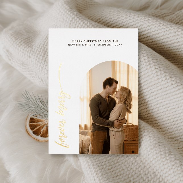 Carte De Vœux En Aluminium Premier Noël pour Joyeux Arc Photo Or (Créateur téléchargé)