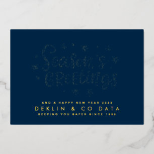 Carte De Vœux En Aluminium Premium Marine Blue Joyeuses Fêtes Gold