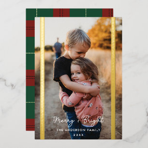 Carte De Vœux En Aluminium Préppy Plaid Deux Photo Vertical