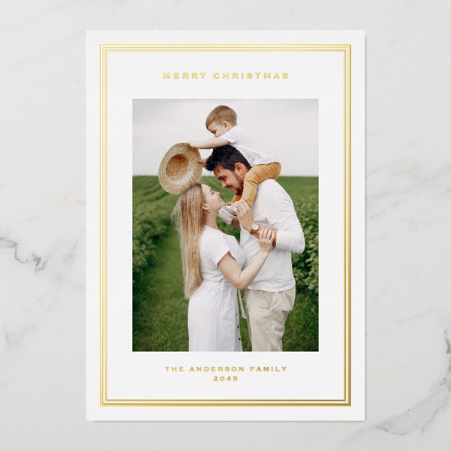 Carte De Vœux En Aluminium Présentation classique des photos à double bordure (Recto)