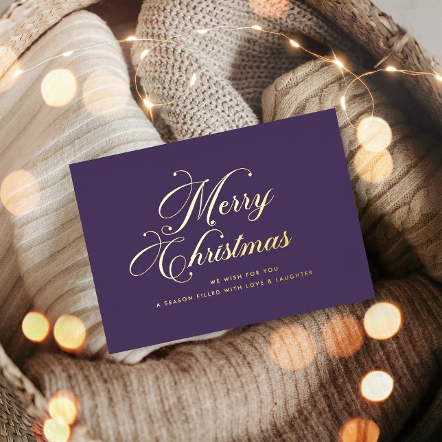 Carte De Vœux En Aluminium Purple Gold Merry Christmas Foil Card (Créateur téléchargé)