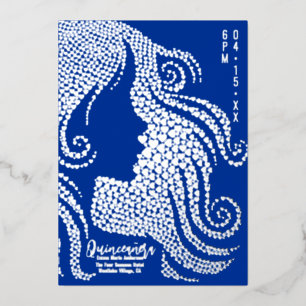 Carte De Vœux En Aluminium Quinceañera Blue Girl Silhouette dans les Coeurs A