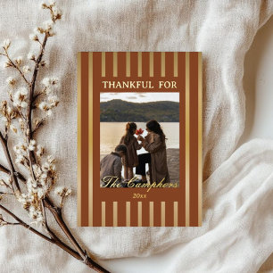 Carte De Vœux En Aluminium Rayures Marron Bohème pour Photo de Famille de Tha