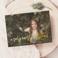 Real Foil Script & Stars Christmas Holiday Photo