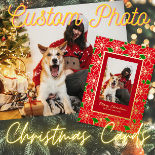 Carte De Vœux En Aluminium Red Gold Green Custom Family Joyeux Noël