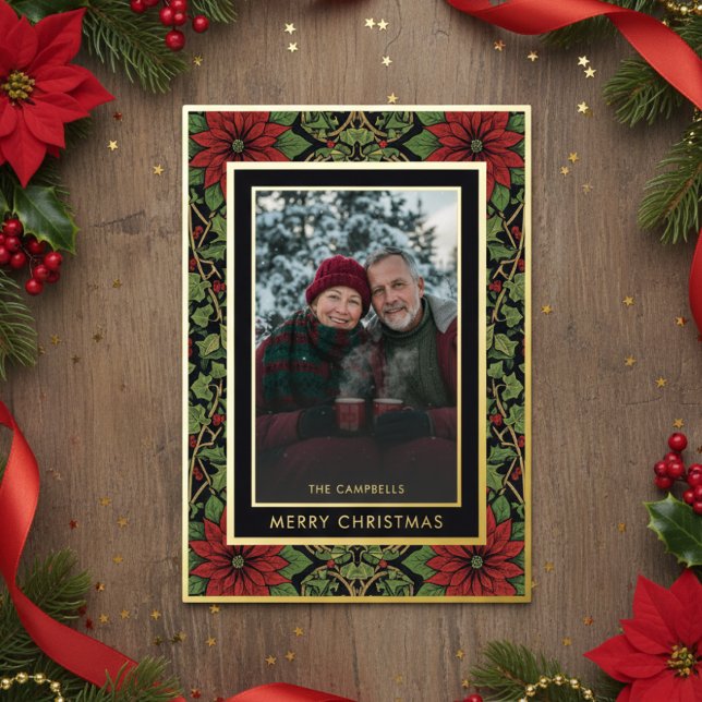 Carte De Vœux En Aluminium Red Green William Morris Bonnes Fêtes Photo (Créateur téléchargé)