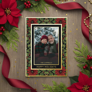 Carte De Vœux En Aluminium Red Green William Morris Happy Holidays Photo