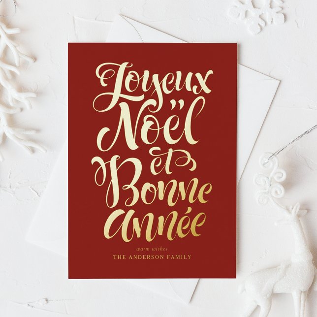 Carte De Vœux En Aluminium Red Joyeux Noël et Bonne Année Calligraphie (Créateur téléchargé)