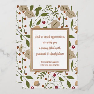 Carte De Vœux En Aluminium Remerciement de Thanksgiving pour feuillage automn