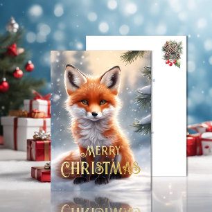 Carte De Vœux En Aluminium Renard roux de Noël