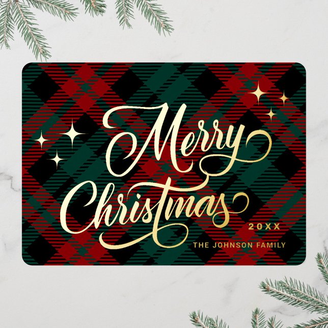 Carte De Vœux En Aluminium Retro Classic Sparkle Merry Christmas Gold (Créateur téléchargé)