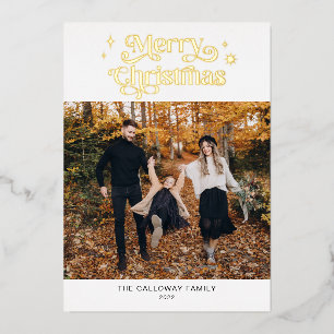 Carte De Vœux En Aluminium Retro Joyeux Noël Photo