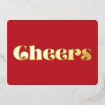 Carte De Vœux En Aluminium Retro Vintage Simple Cheveux Rouge et Or<br><div class="desc">Une typographie rétro et un design très minimaliste pour cette carte de vacances de Noël,  avec un fond rouge classique et une véritable feuille d'or.</div>