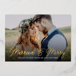 Carte De Vœux En Aluminium Revêtement photo marié et joyeux
