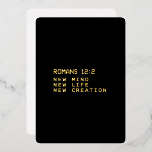 Carte De Vœux En Aluminium Romains 12:2 Nouvelle Création de Vie Minimaliste