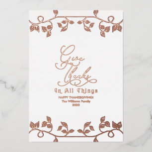 Carte De Vœux En Aluminium Rose Gold Élégant Écriture Famille Remercier Photo