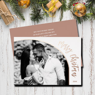 Carte De Vœux En Aluminium Rose Gold Joyeux Noël Script