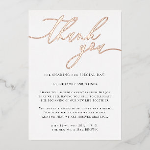 Carte De Vœux En Aluminium Rose Gold Photo Personnalisé Merci