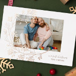 Carte De Vœux En Aluminium Rose moderne Gold hiver Joyeux Noël Photo<br><div class="desc">Rose moderne Gold Winter naturel Joyeux Noël Photo Foil Carte de vacances *foin réel</div>
