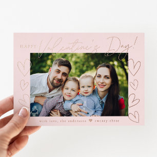 Carte De Vœux En Aluminium Rose moderne Gold Script Valentine's Day Photo