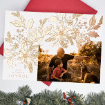Carte De Vœux En Aluminium ROSE OR Vintage CHRISTMAS Botaniques Cadre photo<br><div class="desc">SOUHAITEZ VOTRE FAMILLE, AMIS A MERRY CHRISTMAS avec ma ROSE moderne JOYFUL OR Vintage CHRISTMAS Botaniques Photo Frame Foil Carte de vacances. Cette carte élégante comprend une famille de photos une grande photo sur le devant avec des voeux de vacances personnalisés, la date et le nom. *VÉRITABLE FOILE À L'AVANT...</div>