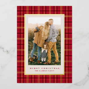 Carte De Vœux En Aluminium Rouge classique Noël plaqué trois photo