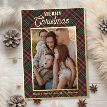 Rouge Classique Tartan Plaid Photo de Famille Noël