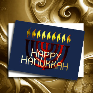 Carte De Vœux En Aluminium Rouge menorah Abstrait moderne