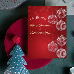 Carte De Vœux En Aluminium Rouge traditionnel Joyeux Noël et Bonne Année