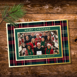 Carte De Vœux En Aluminium Rouge Vert Plaid Classique Joyeux Noël Photo