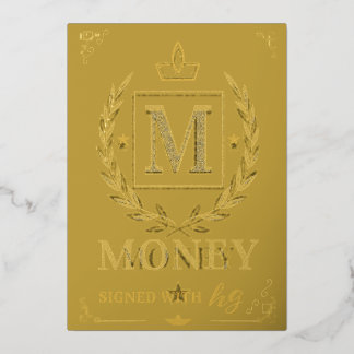 Carte De Vœux En Aluminium "Royal NMKY Emblem – Monogram M Crest Design"