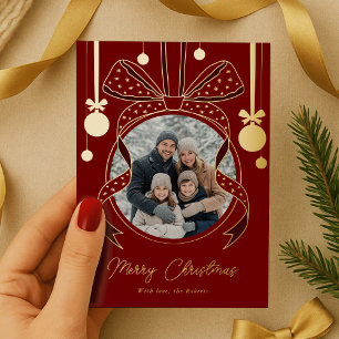 Carte De Vœux En Aluminium Ruban à nœud ornemental unique de Noël Photo